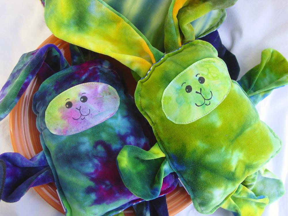 Plush Bunny - Velveteen - Hand Dyed Cotton Velveteen - Montana Made - Tie Dye Style - Made To Order